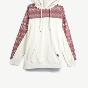 Maurices Cream and Red Holiday Patterned Hoodie